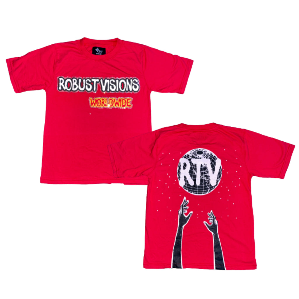 RED "ROBUSTVISIONS WORLDWIDE" T SHIRT